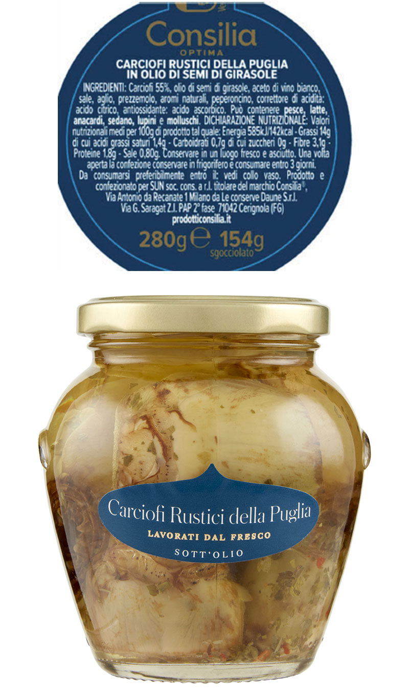 CARCIOFI ALLA CONTADINA IN OLIO DI SEMI DI GIRASOLE CONSILIA OPTIMA